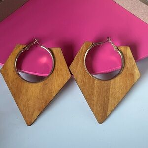 Wood Abstract Hoop Style Earrings